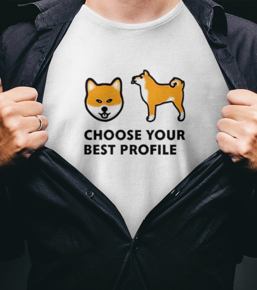 Shiba Inu Choose Your Best Profile Dog Silhouette And Face T-Shirt