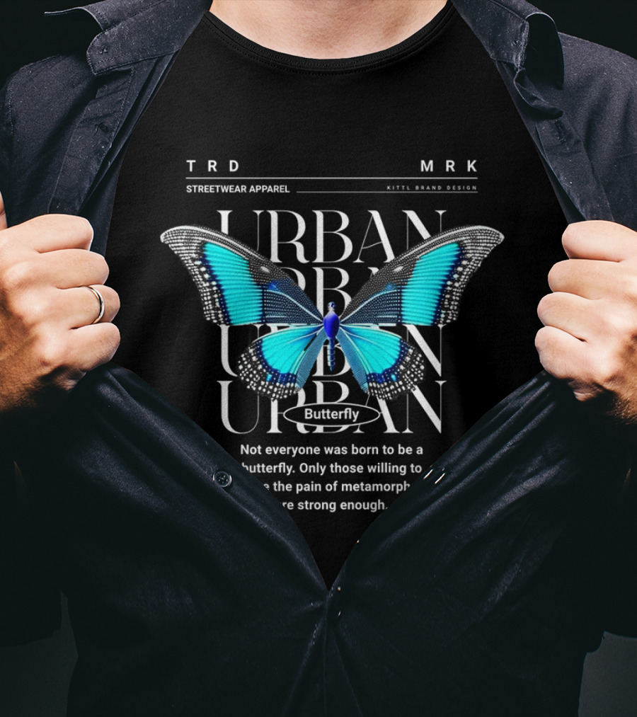 TRD MRK Streetwear Apparel Urban Butterfly Metamorphosis Kittl Brand T-Shirt