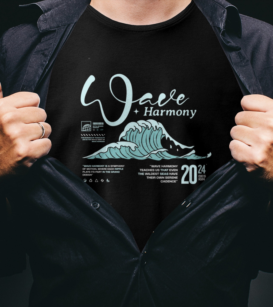 Wave Harmony Teaches Us That Even The Wildest Seas Have Their Own Serene Cadence T-Shirt