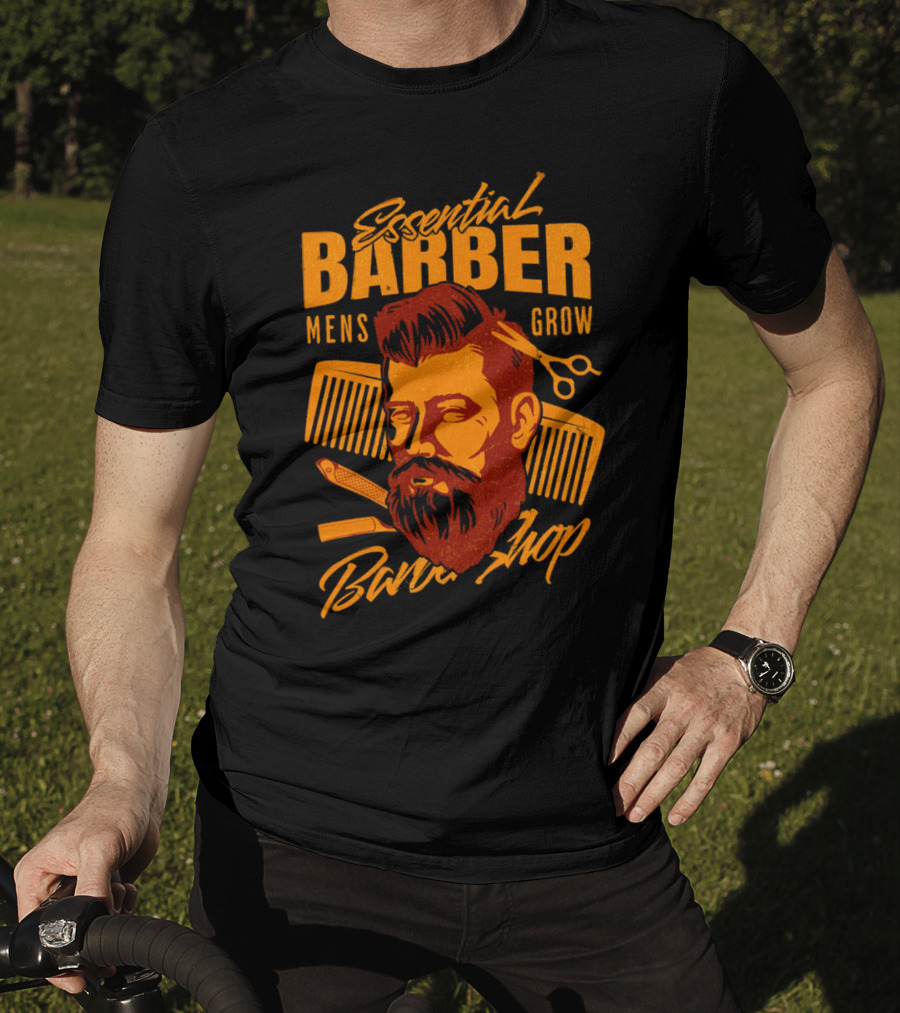 Essential Barber Mens Grow Barber Shop T-Shirt