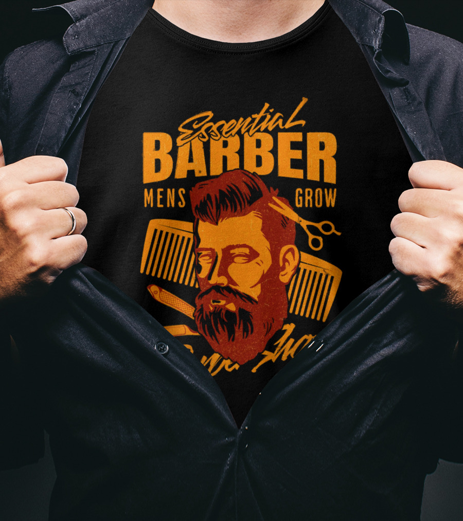 Essential Barber Mens Grow Barber Shop T-Shirt