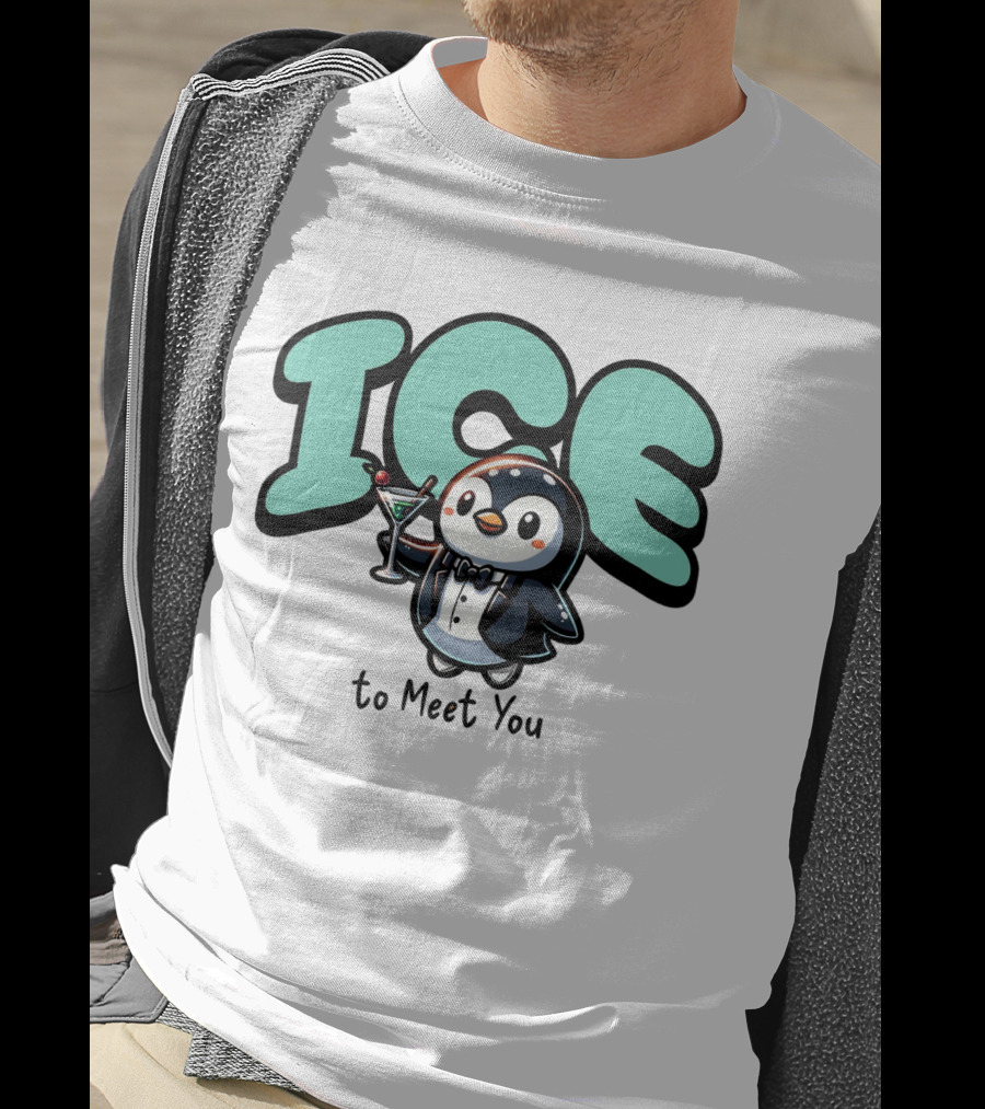 ICE To Meet You Penguin Martini Charm T-Shirt