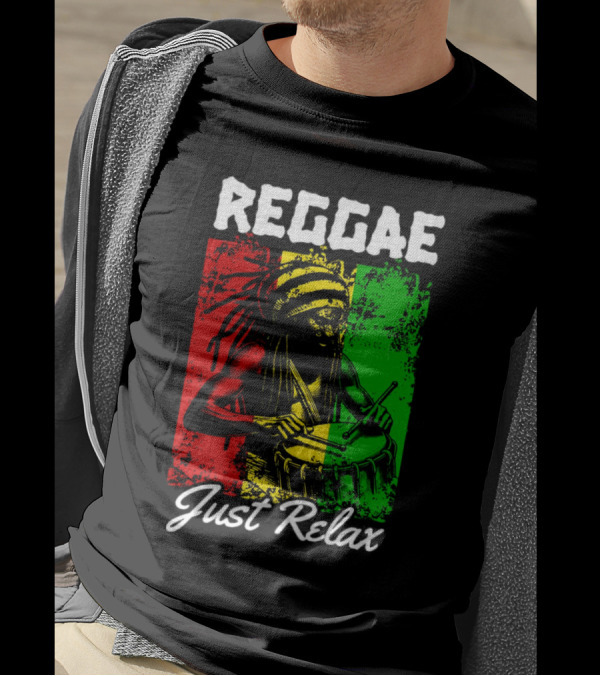 REGGAE Just Relax Rasta Drummer Red Yellow Green T-Shirt