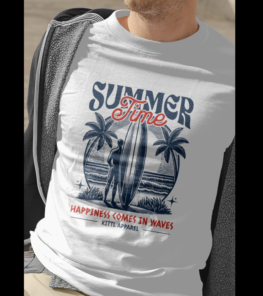 Summer Time Happiness Comes In Waves Kittl T-Shirt