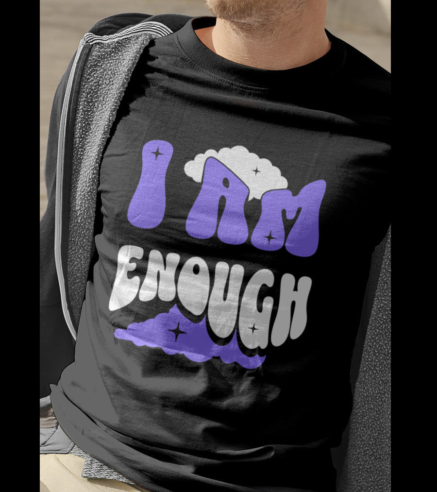 I Am Enough Groovy Cloud And Stars T-Shirt