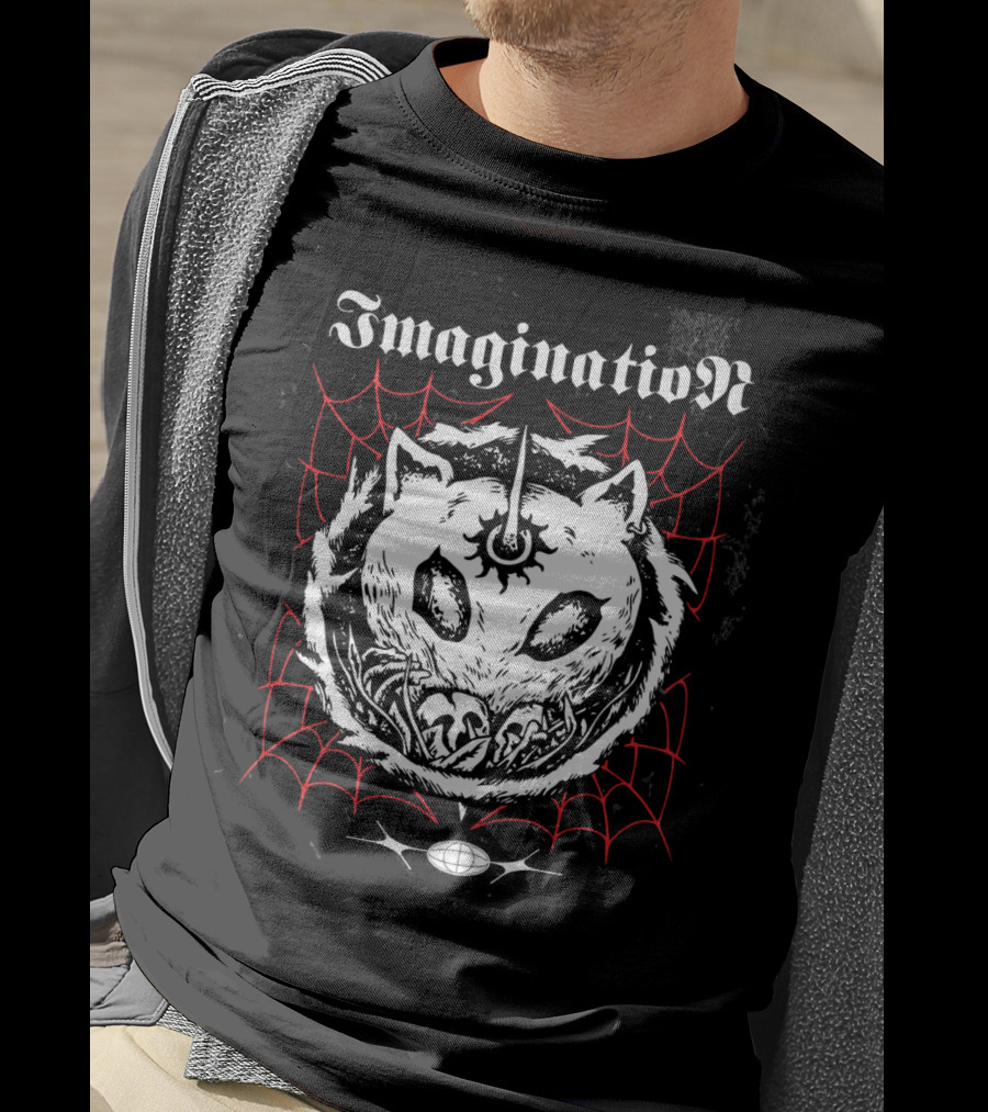 Imagination Fantasy Beast With Unicorn Horn And Spider Webs T-Shirt