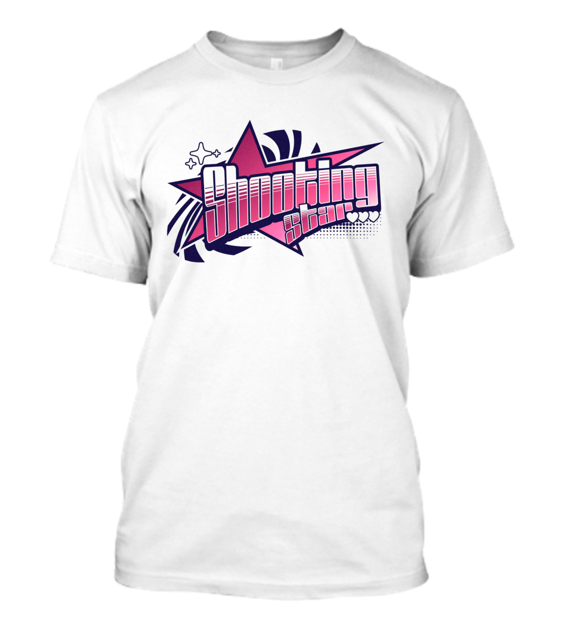 Shooting Star Pink Purple Stylized Text With Starburst Graphics T-Shirt