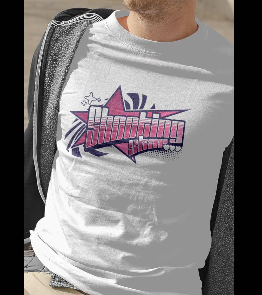 Shooting Star Pink Purple Stylized Text With Starburst Graphics T-Shirt