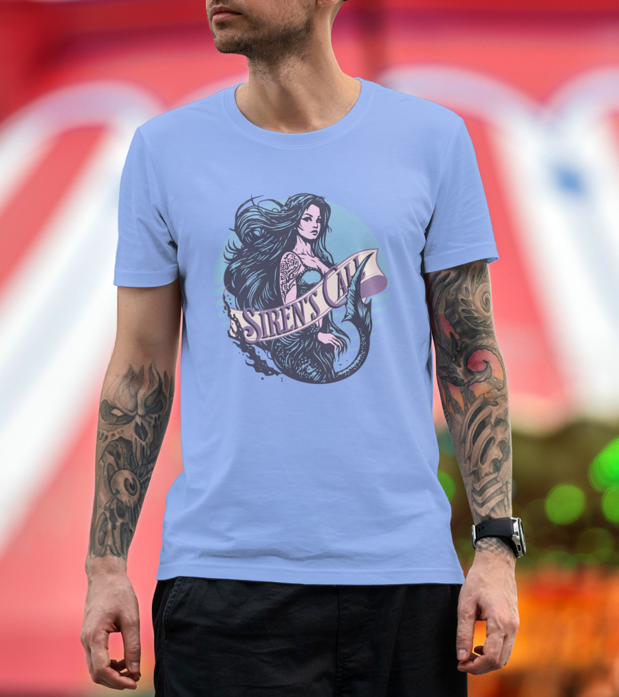 Siren's Call Mermaid Tattoo Ocean Waves T-Shirt
