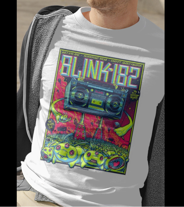 Blink-182 July 10th 2012 Motorpoint Arena Cardiff United Kingdom Boombox Alien Creature T-Shirt