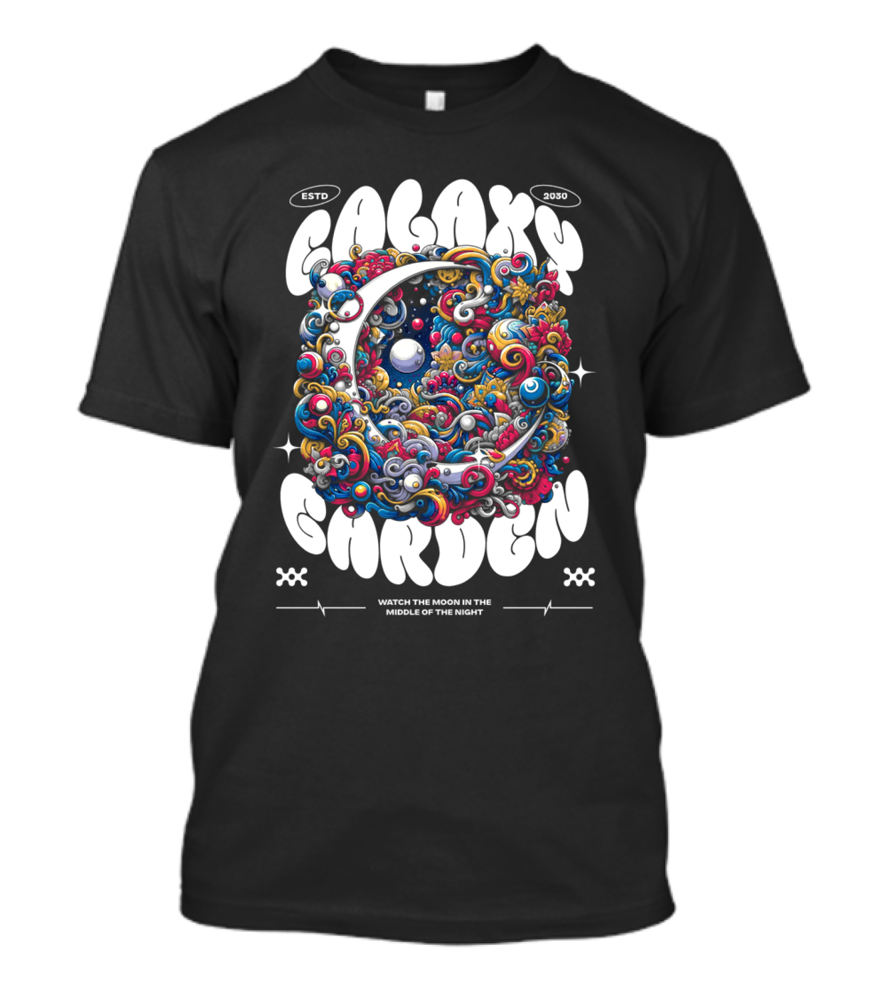 Galaxy Garden Watch The Moon IN The Middle Of The Night Estd 2030 T-Shirt