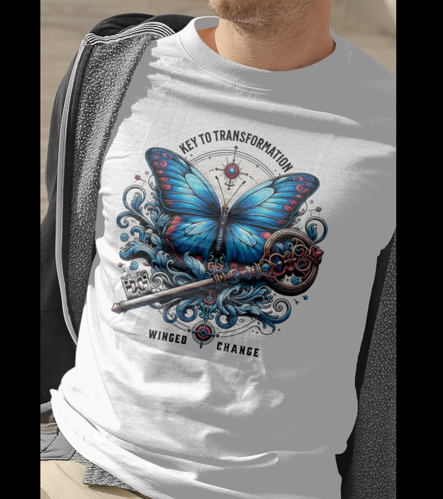 Key To Transformation Winged Change Butterfly And Key T-Shirt