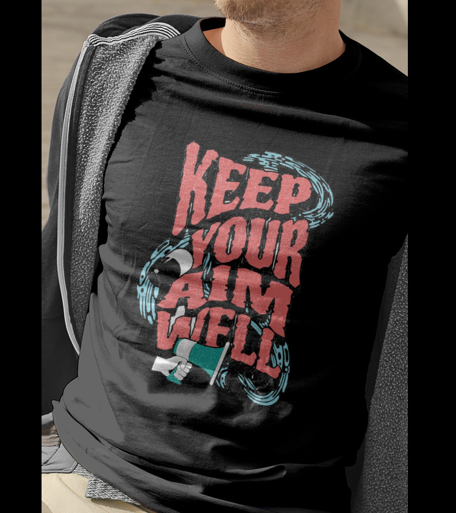 Keep Your Aim Well Vintage Megaphone Swirl Vibrant Typography T-Shirt