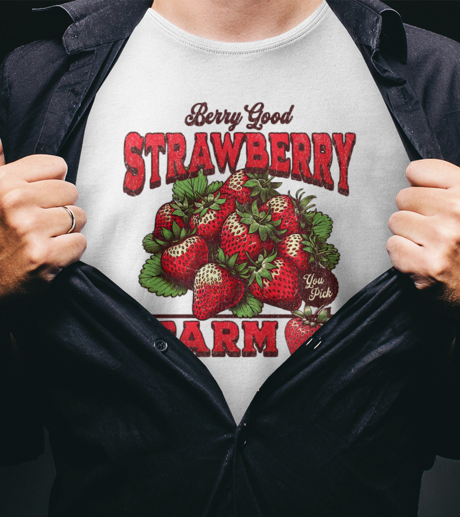 Berry Good Strawberry Farm You Pick Produce Vintage T-Shirt