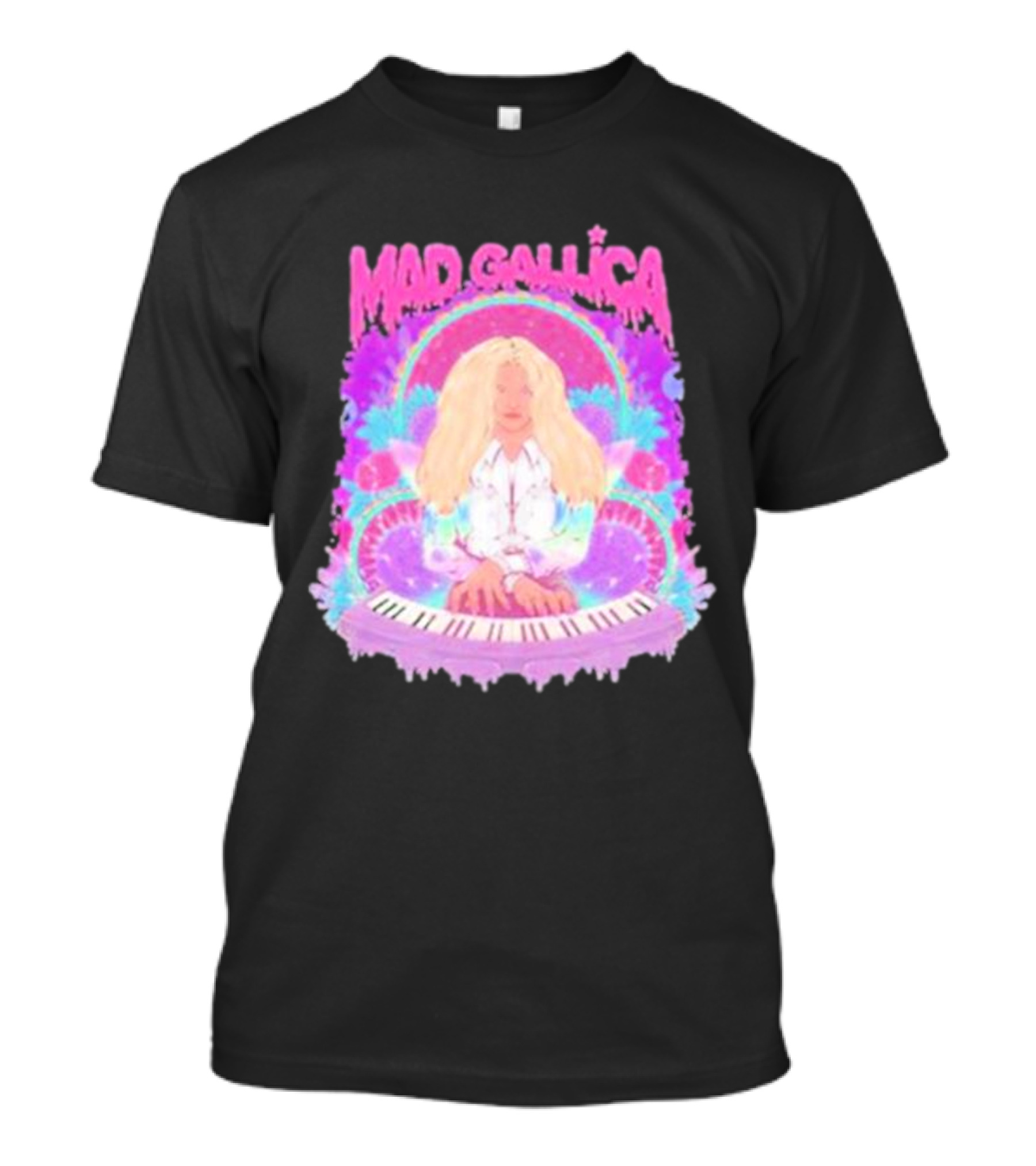 Mad Gallica Pink Retro Psychedelic Keyboard T-Shirt