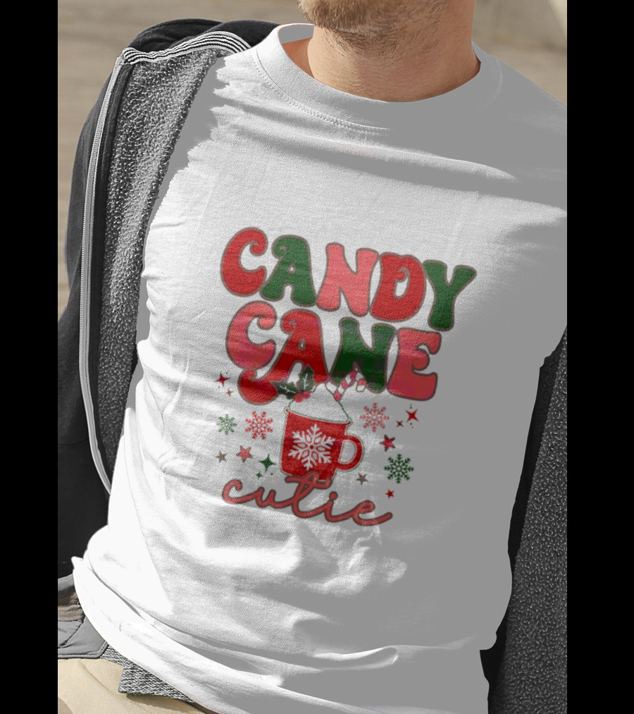 Candy Cane Cutie Mug Cocoa Holiday Oatmeal Natural T-Shirt