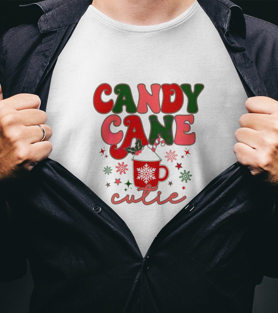Candy Cane Cutie Mug Cocoa Holiday Oatmeal Natural T-Shirt
