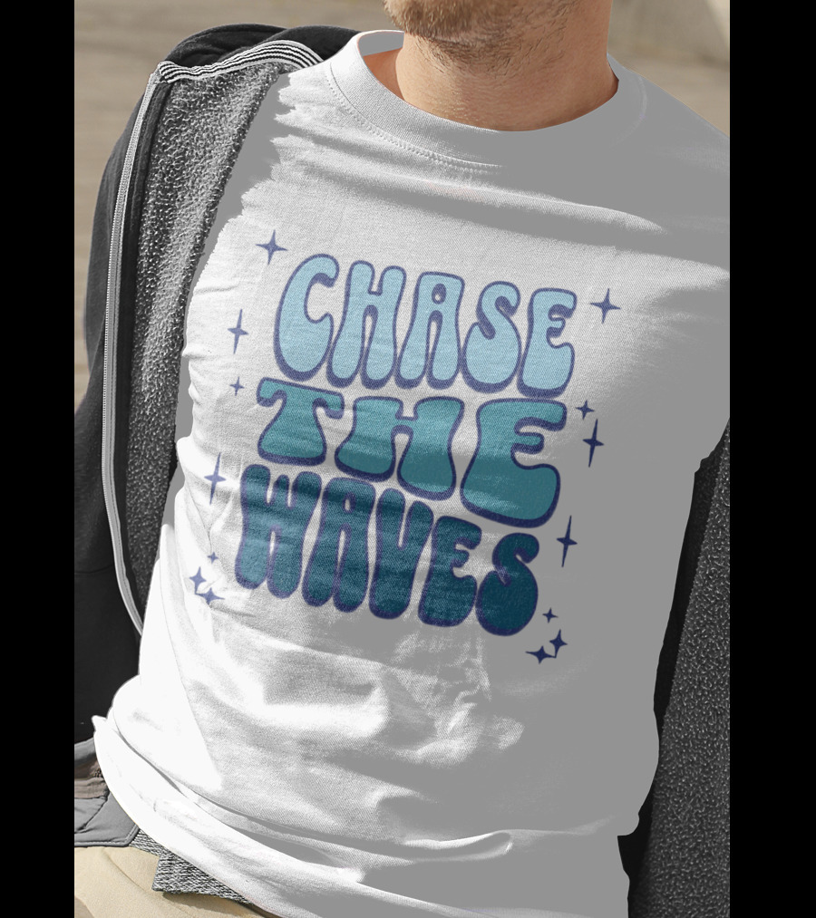 Chase The Waves Retro Font Star Accents T-Shirt
