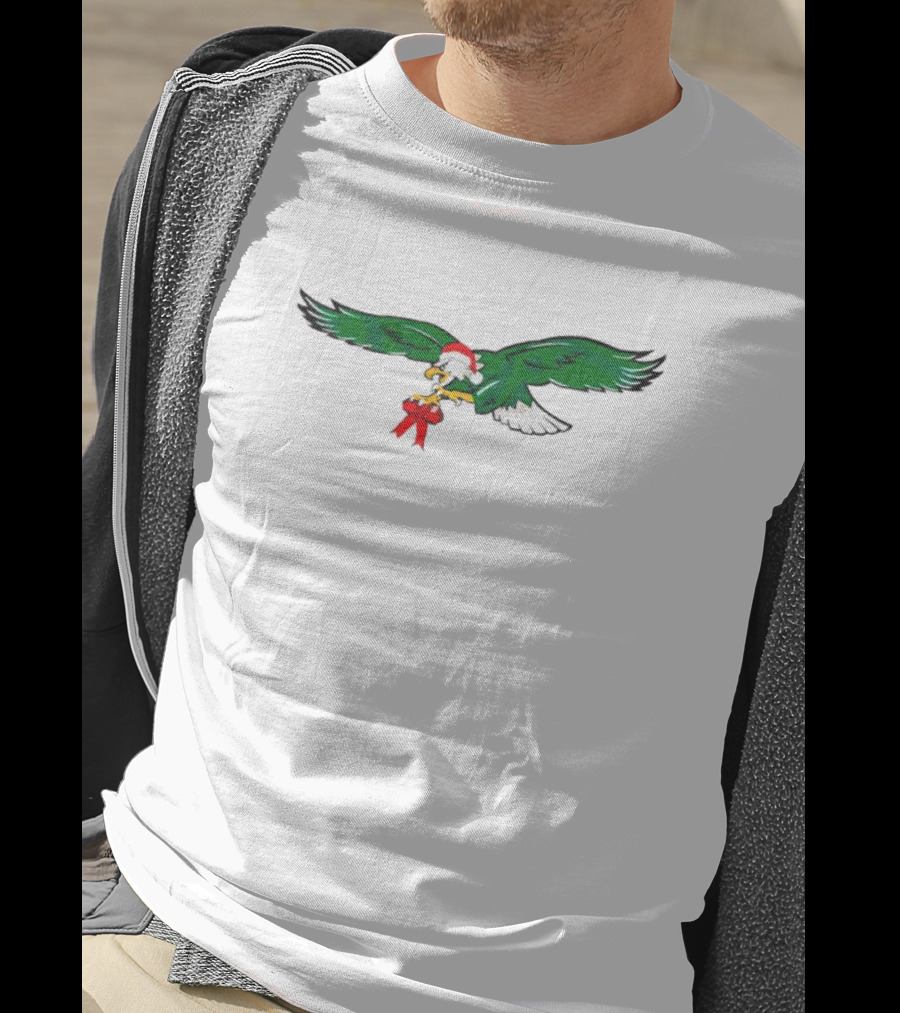 Eagles Football Santa Hat Holiday T-Shirt