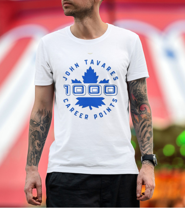 Premium T-Shirt: John Tavares 1000 Career Points Maple Leaf Achievement T-Shirt John Tavares 1000 Career Points Maple Leaf Achievement T-Shirt