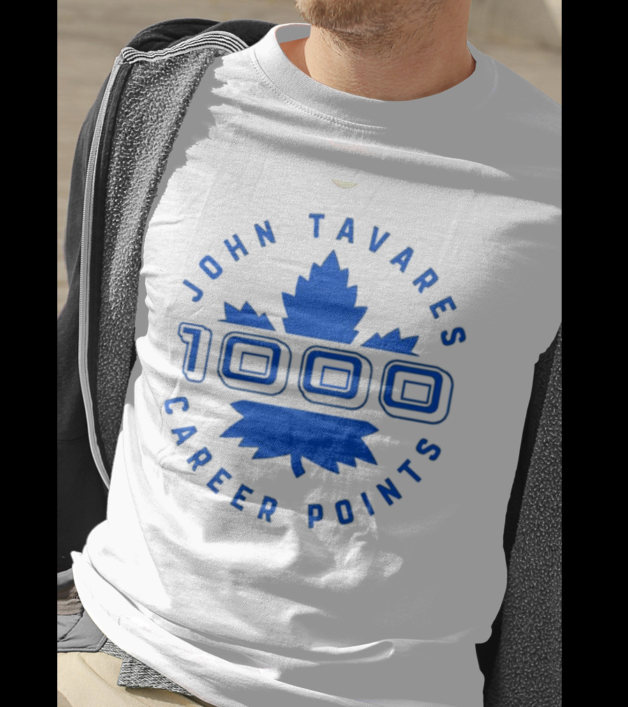 John Tavares 1000 Career Points Maple Leaf Achievement T-Shirt