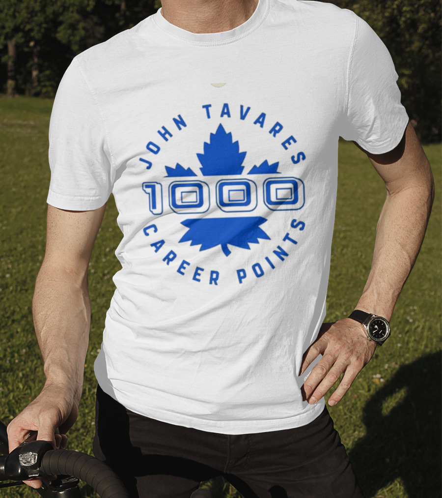John Tavares 1000 Career Points Maple Leaf Achievement T-Shirt