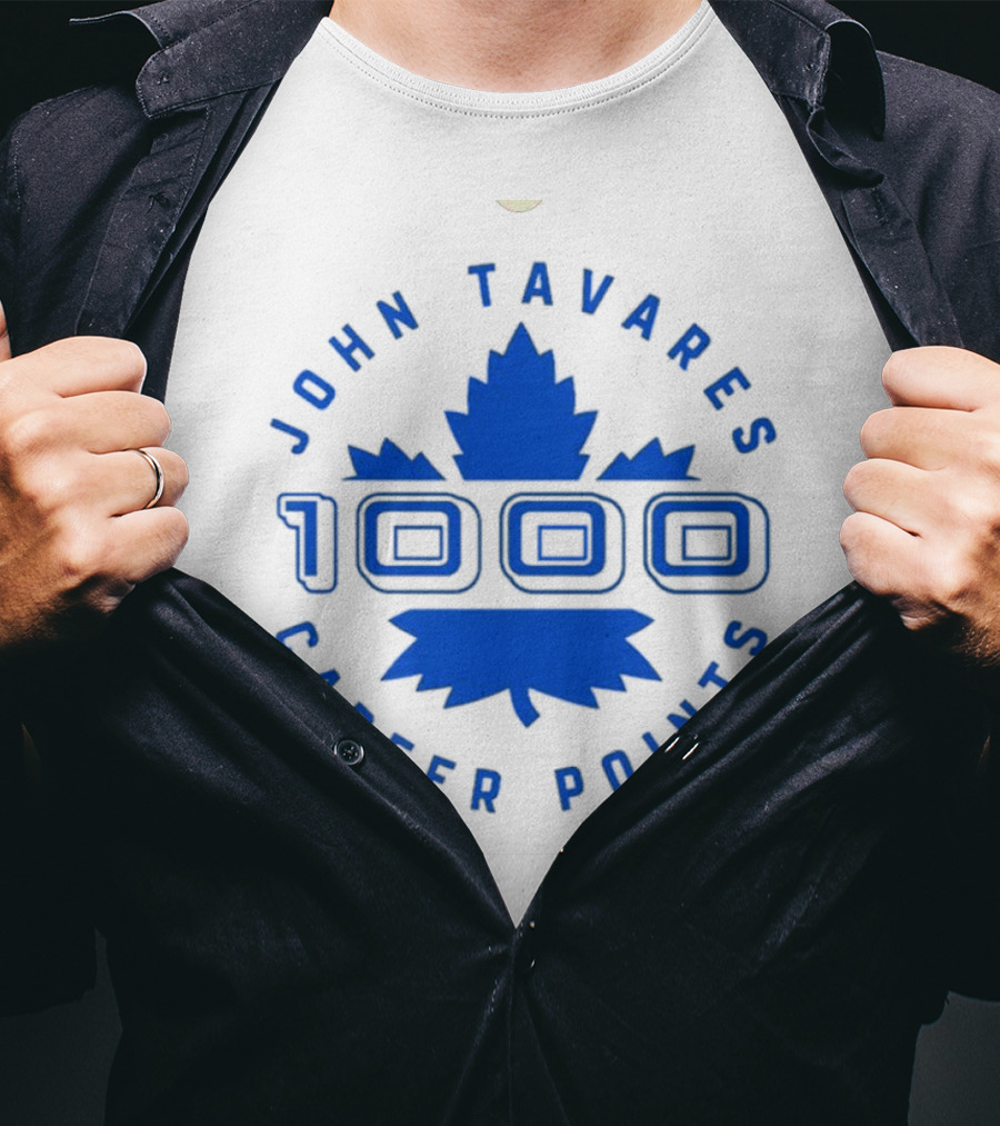 John Tavares 1000 Career Points Maple Leaf Achievement T-Shirt