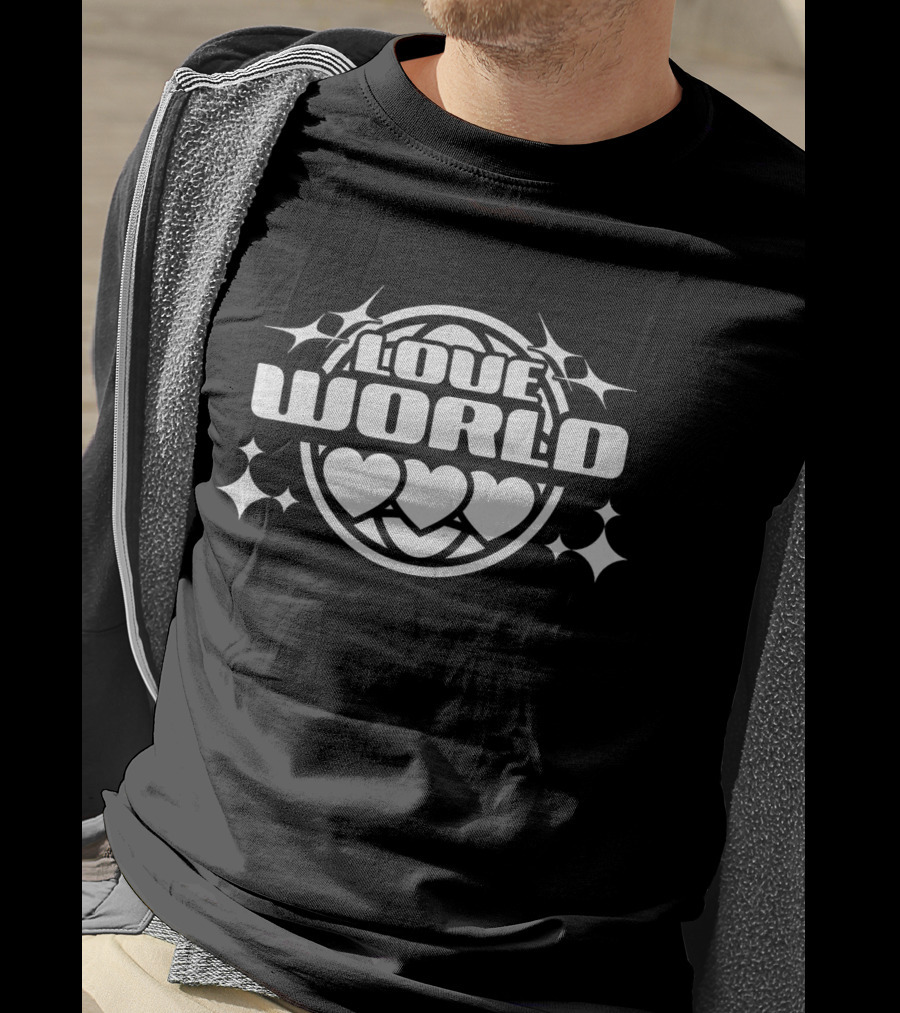LOVE WORLD Hearts Globe Sparkles T-Shirt