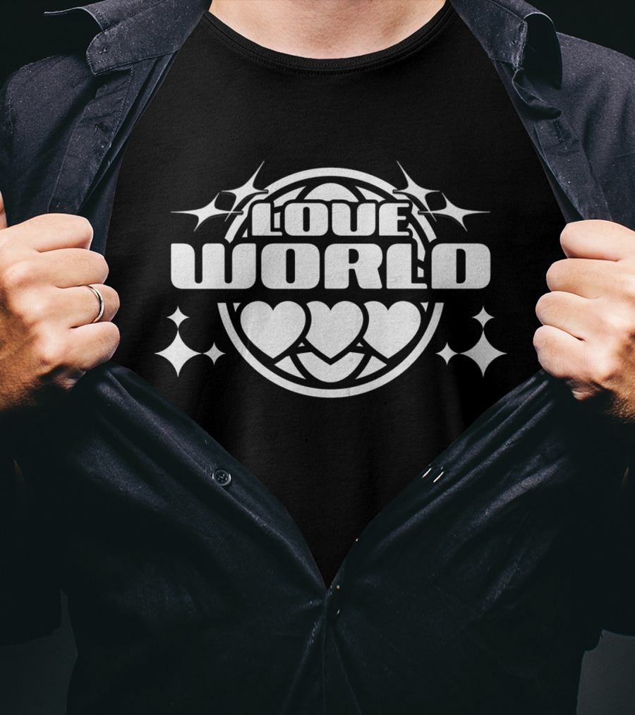 LOVE WORLD Hearts Globe Sparkles T-Shirt