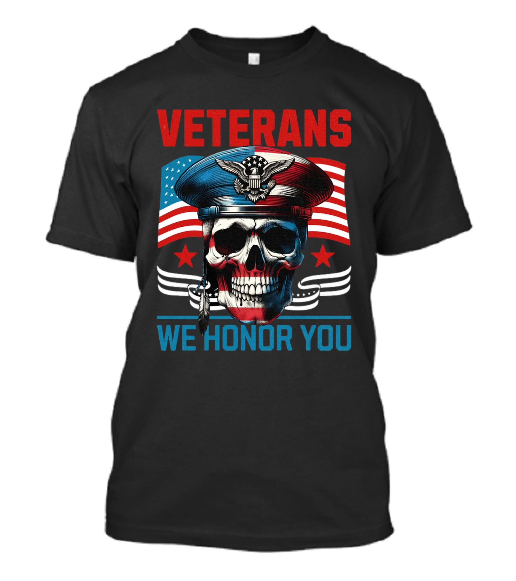 VETERANS WE HONOR YOU Skull With Eagle And Flag T-Shirt