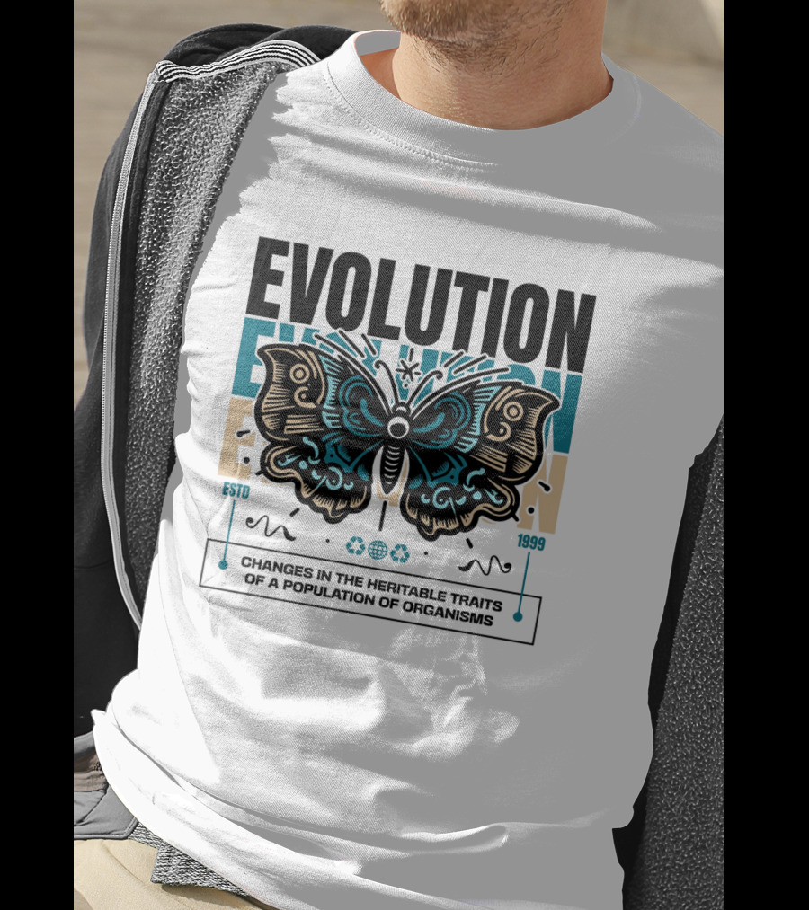 Evolution Butterfly Changes In Heritable Traits ESTD 1999 T-Shirt