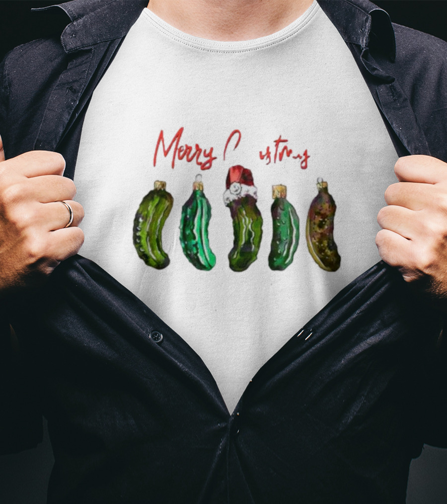 Funny Pickles Merry Christmas Santa Hat Ornaments T-Shirt