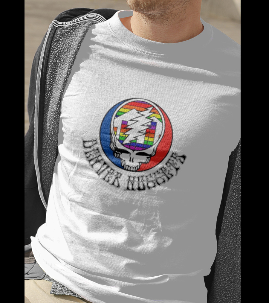Denver Nuggets Grateful Dead Skull Rainbow Bolt T-Shirt
