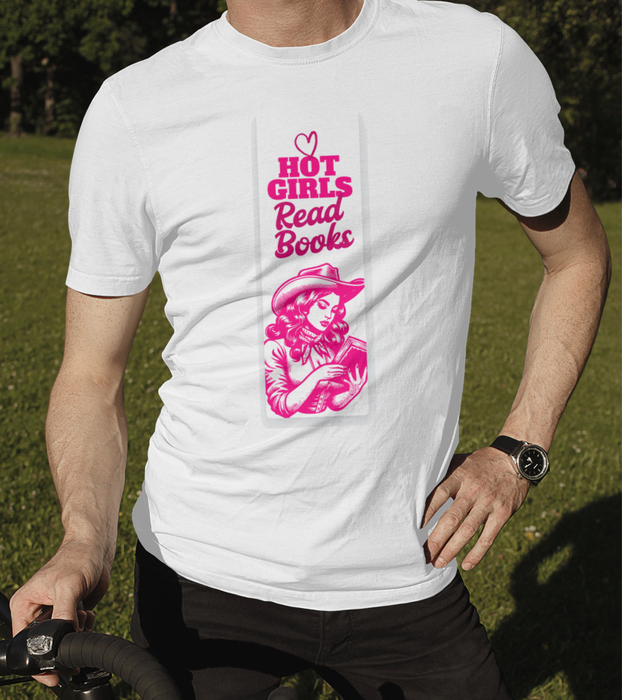 Hot Girls Read Books Cool Vintage Bookmark T-Shirt