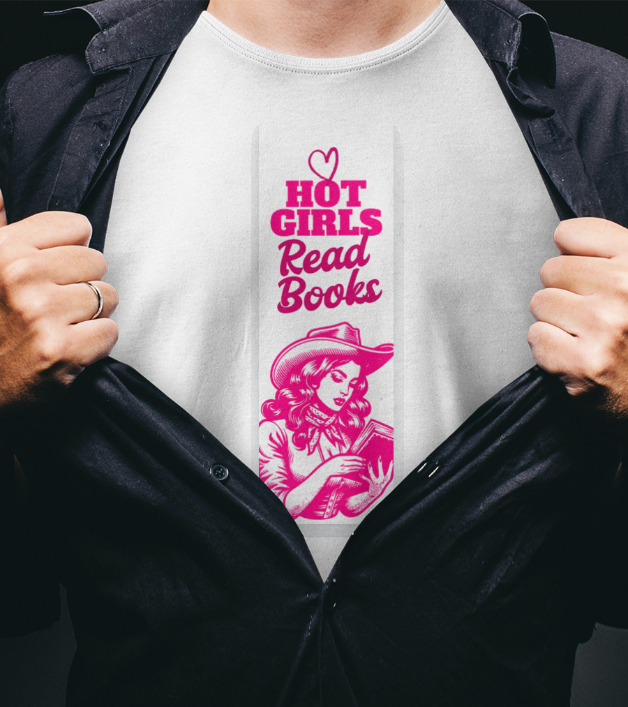 Hot Girls Read Books Cool Vintage Bookmark T-Shirt