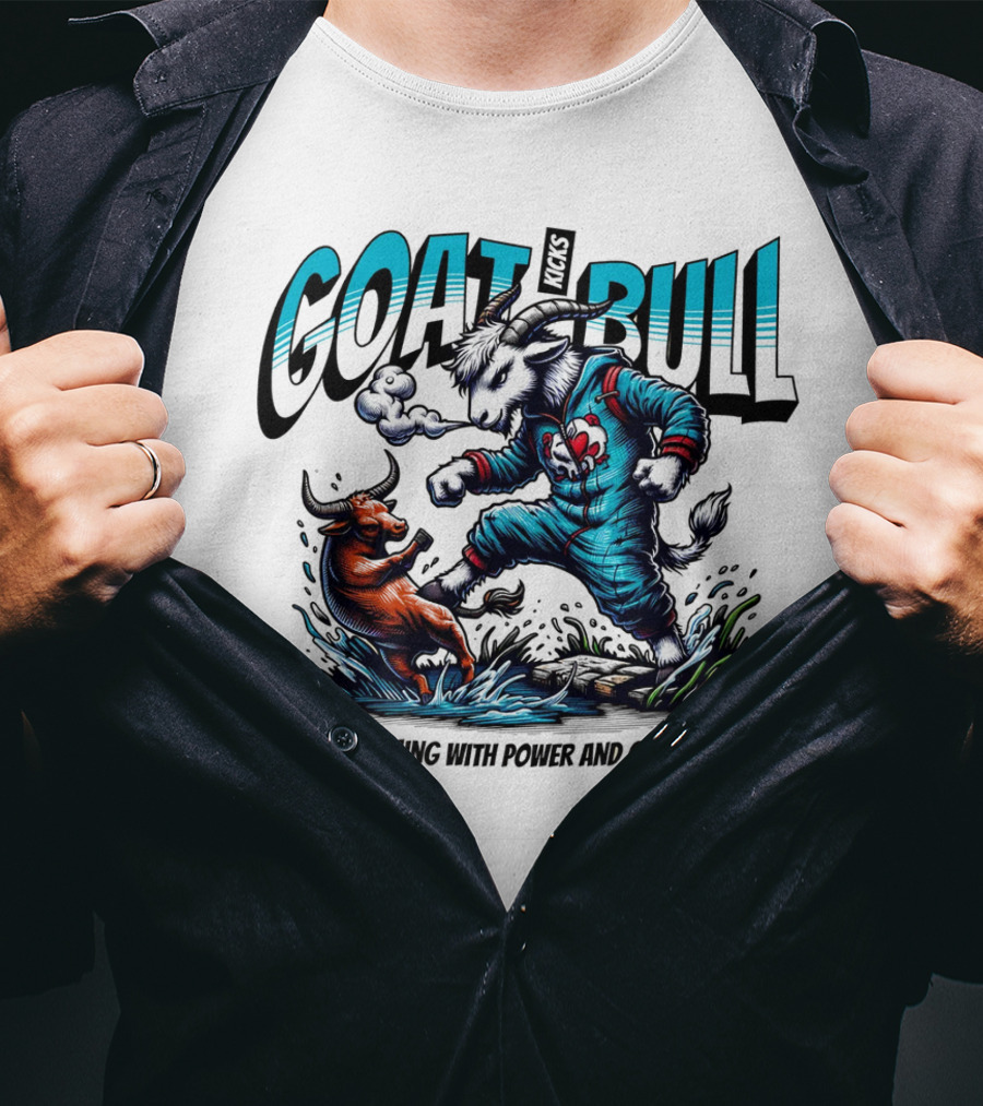 GOAT Kicks Bull Overcoming With Power And Confidence T-Shirt