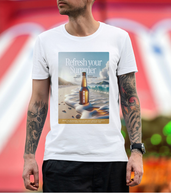 Premium T-Shirt: Refresh Your Summer Golden Brew Beach Companion T-Shirt Refresh Your Summer Golden Brew Beach Companion T-Shirt