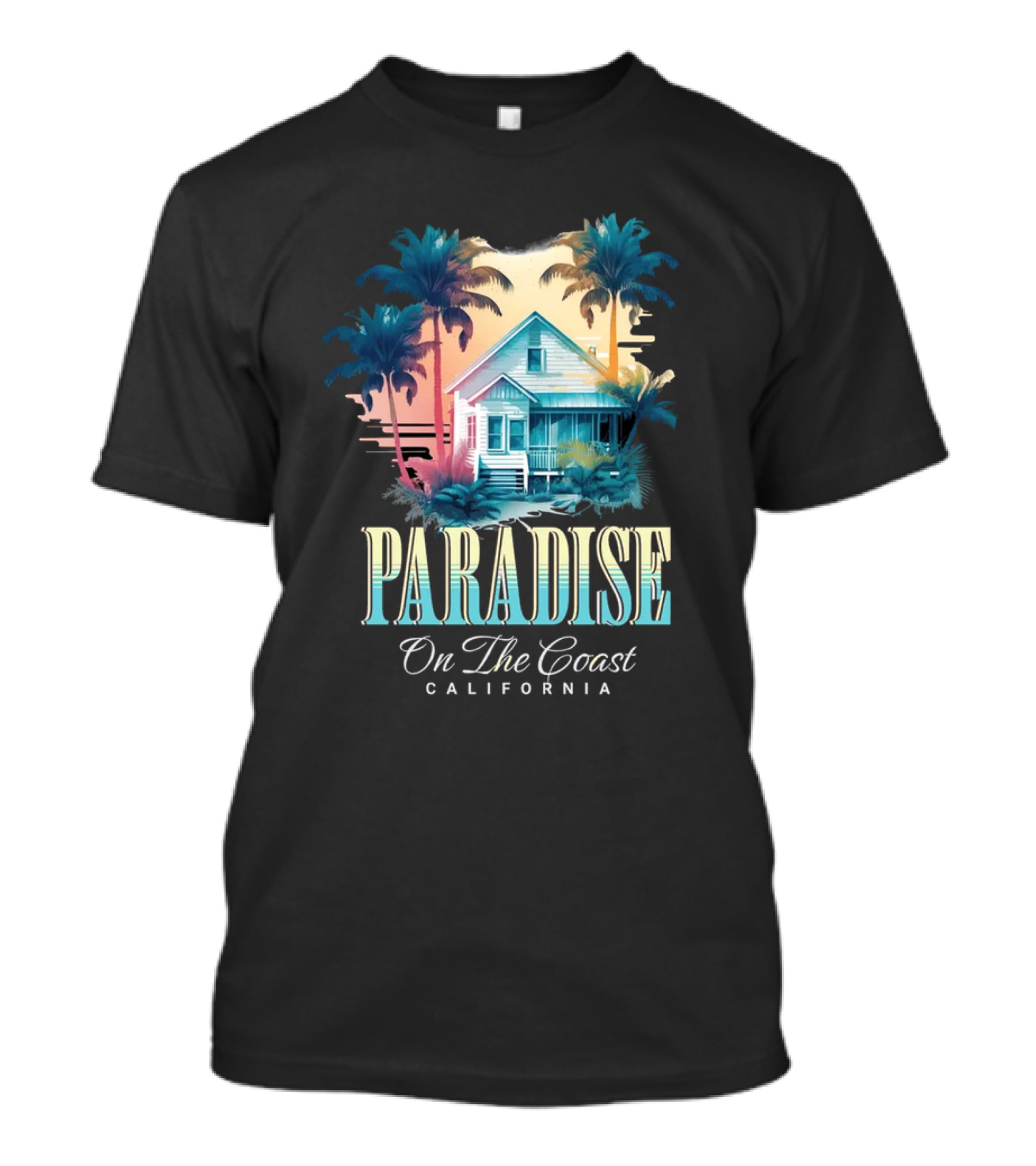 Paradise California Palm Trees Oceanfront Escape T-Shirt