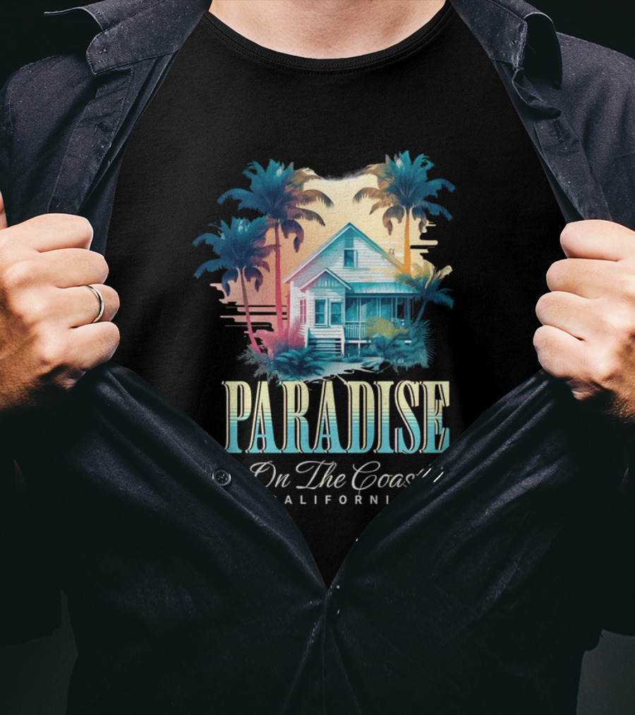 Paradise California Palm Trees Oceanfront Escape T-Shirt