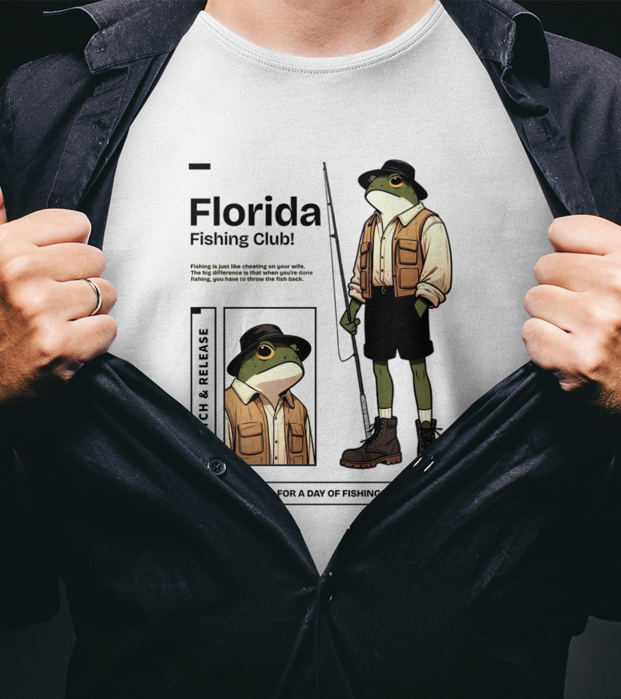 Florida Fishing Club Catch And Release Frog Adventure 1975 T-Shirt