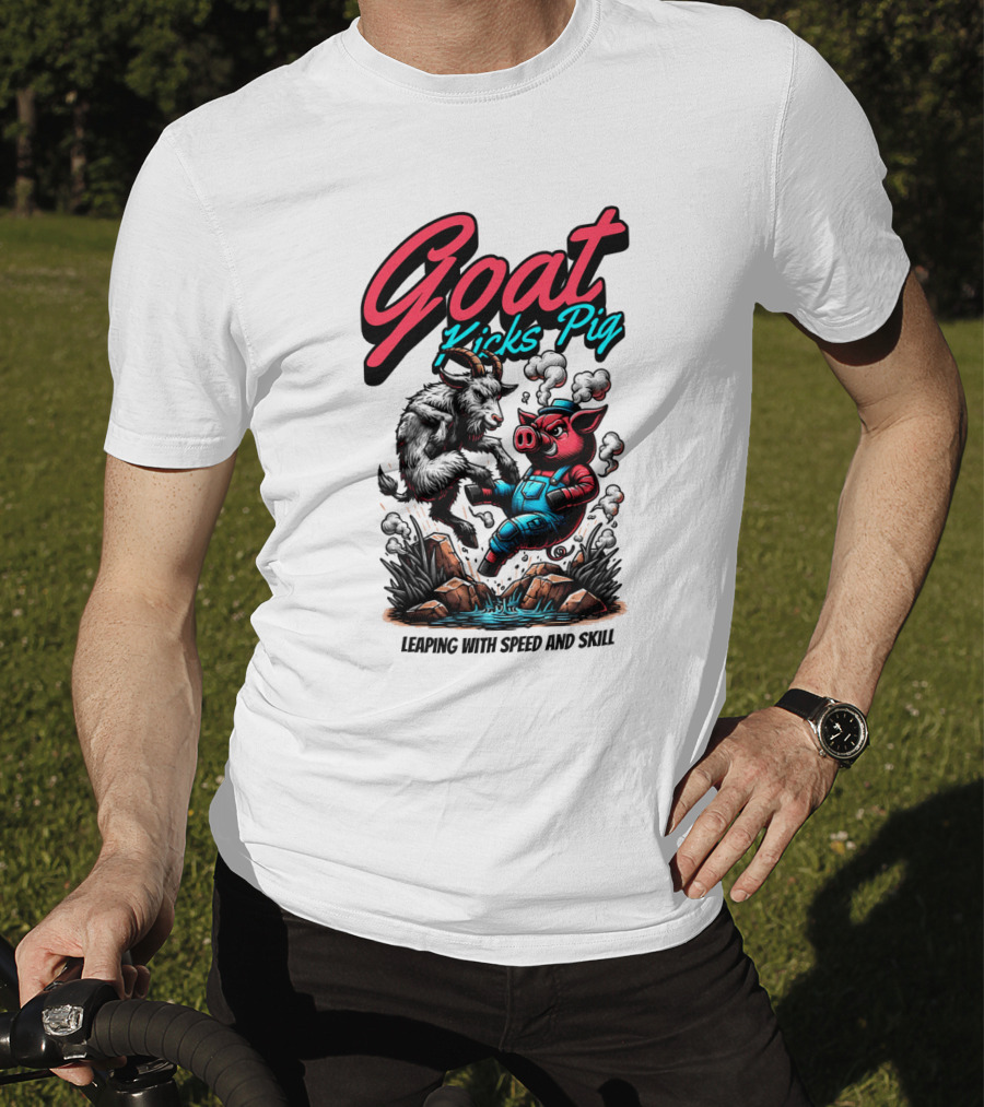 Goat Kicks Pig Leaping With Speed And Skill T-Shirt