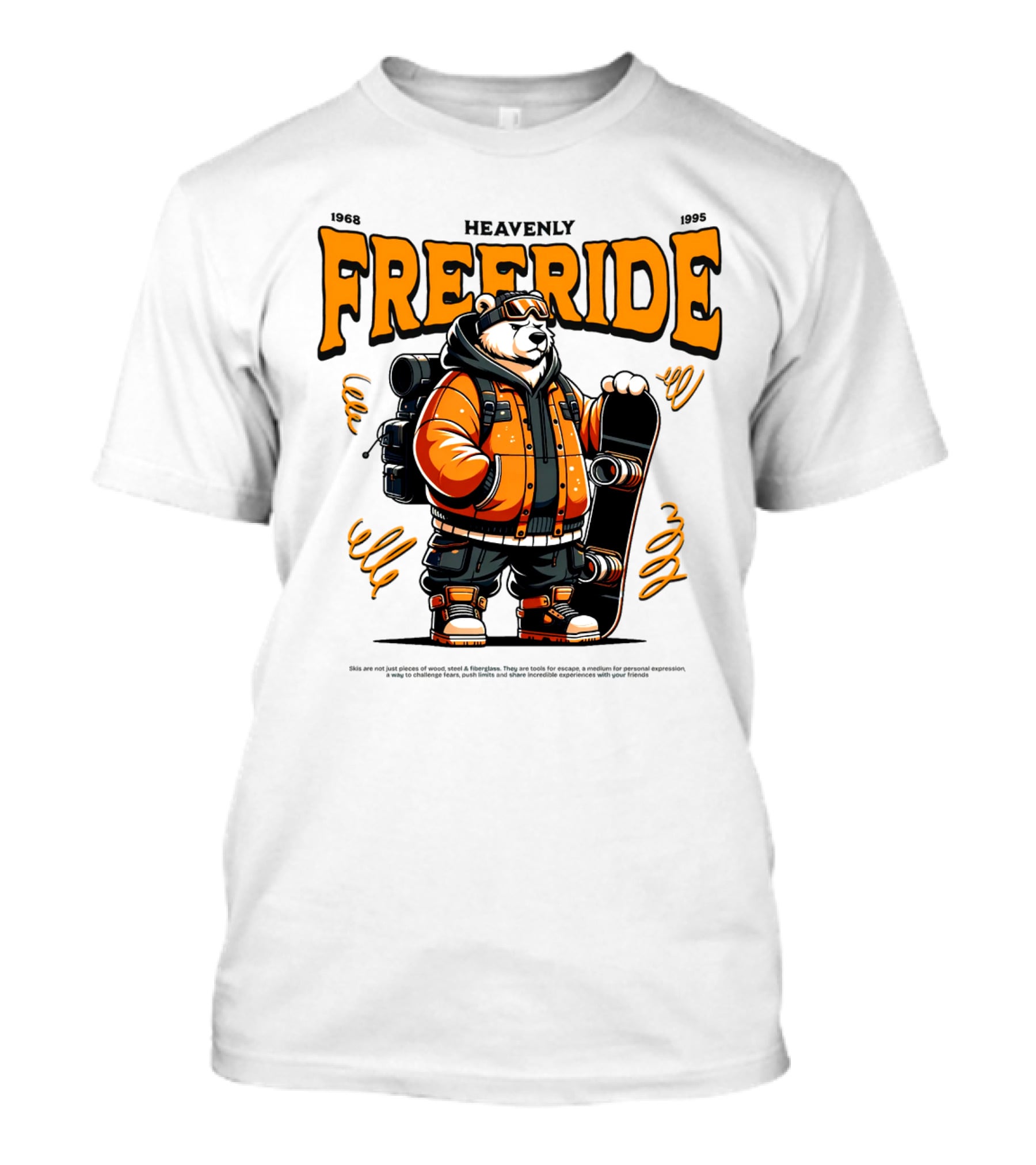 HEAVENLY FREERIDE Polar Bear Snowboard 1968 1995 T-Shirt