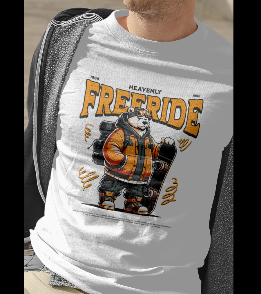 HEAVENLY FREERIDE Polar Bear Snowboard 1968 1995 T-Shirt