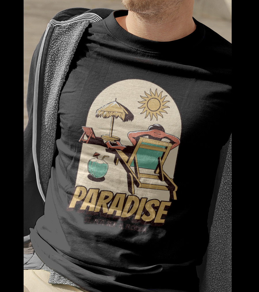 Paradise St. Pete Beach Florida Retro Sun Lounger And Cocktail Scene T-Shirt