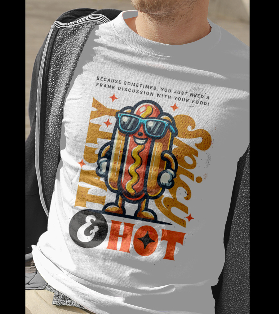 Highly Spicy And Hot Retro Funny Hot Dog Fast Food Mascot Character T-Shirt