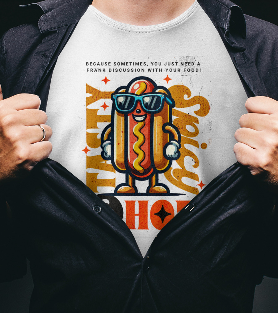 Highly Spicy And Hot Retro Funny Hot Dog Fast Food Mascot Character T-Shirt