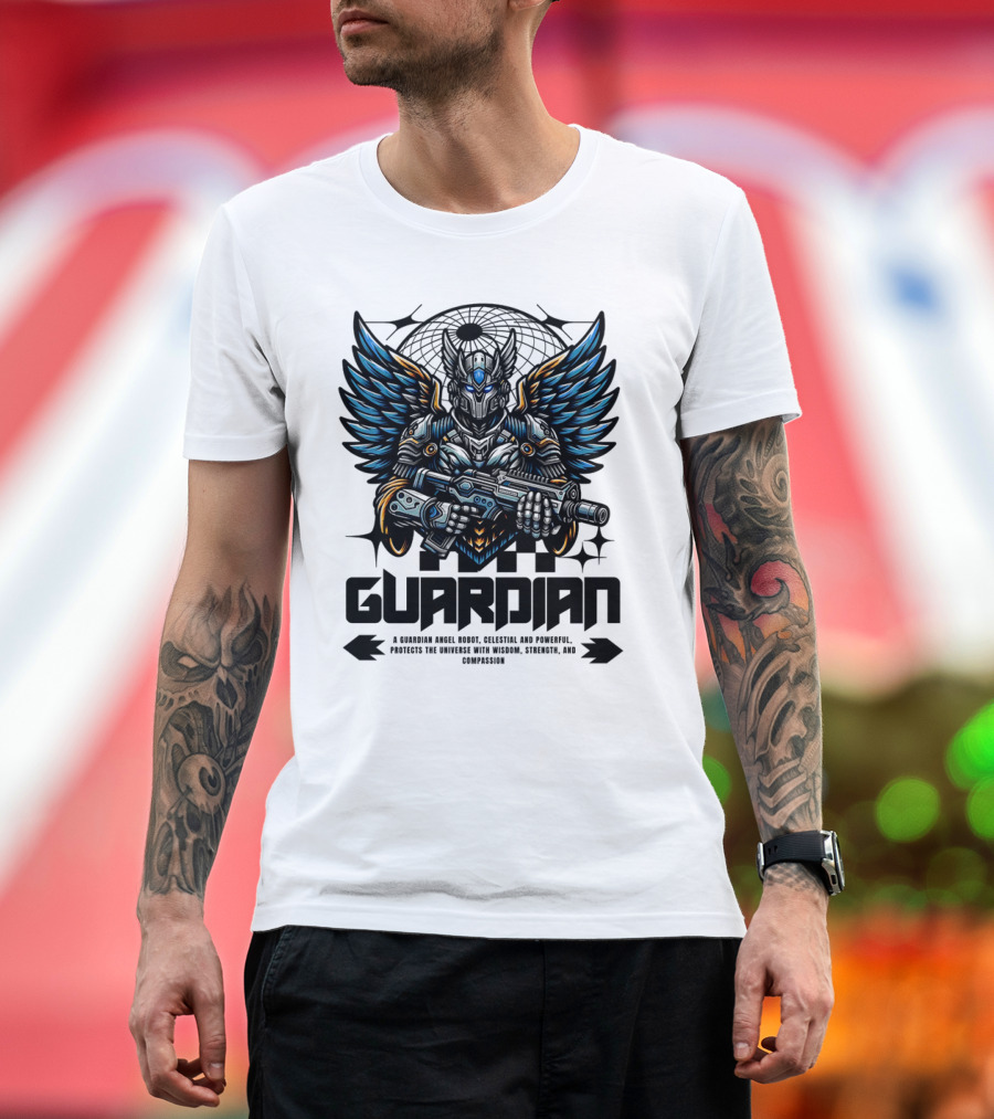 Guardian Angel Robot Celestial and Powerful Protects the Universe with Wisdom Strength and Compassion T-Shirt