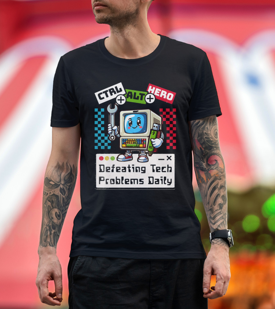 CTRL ALT HERO Retro Computer Defeating Tech Problems Daily T-Shirt
