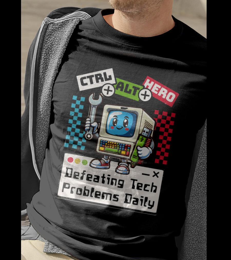 CTRL ALT HERO Retro Computer Defeating Tech Problems Daily T-Shirt