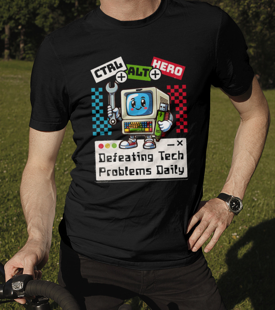 CTRL ALT HERO Retro Computer Defeating Tech Problems Daily T-Shirt